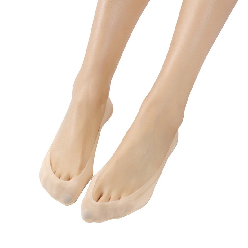 Jarseen جارسين 4 أزواج من جوارب النساء الخفية القطنية النايلون منخفضة القطع غير المرئية المخفية غير المنزلقة للأحذية (مقاس الحذاء 5-8، 4 نود)  - Image 3